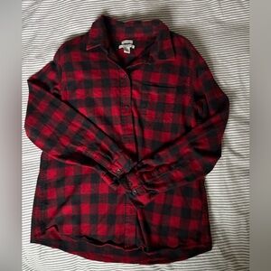 L.L. Bean Red and Black Checkered Flannel Shirt size Large